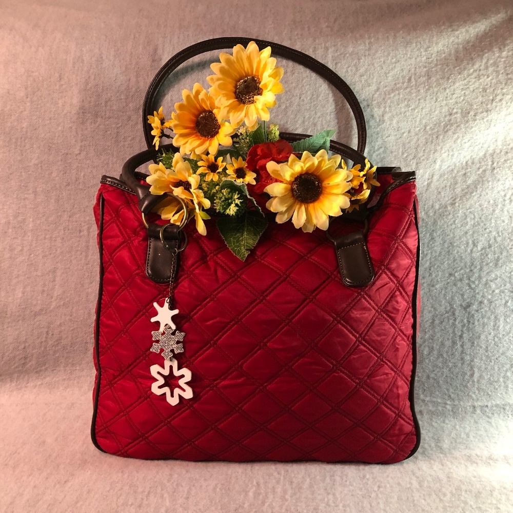 NWOT - Quilted Red/Brown Tote Bag